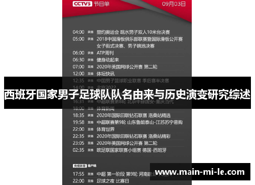 西班牙国家男子足球队队名由来与历史演变研究综述